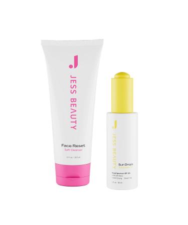 JESS BEAUTY | Make Him Wear It Kit Face Reset Cleanser 5 fl. oz, Sun Drops SPF 50+ Sunscreen Oil 1 fl. oz