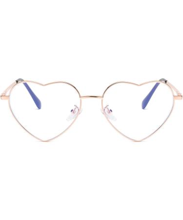 Heart Shaped Blue Light Glasses for Women - Gleyemor Cute Computer Glasses in Rose Gold - 54mm - Buy Online on GoSupps.com