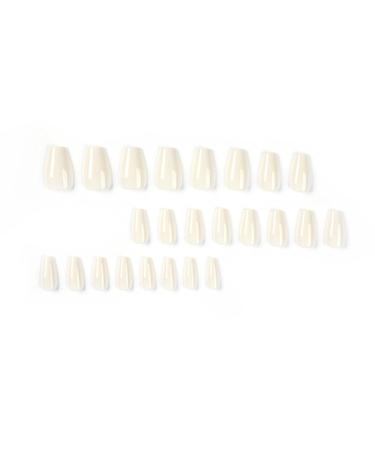 QINGGE Solid White Press on Nails - 24Pcs Medium Length Coffin Fake Nails for Women - Buy Online on GoSupps.com