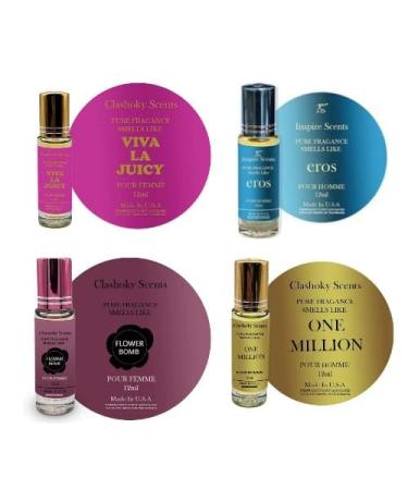 4 Fragrances roller Clashoky Scents Designer Inspired Perfume Oil Set 15ml Pour Homme and Pour Femme Collection - Buy Online on GoSupps.com