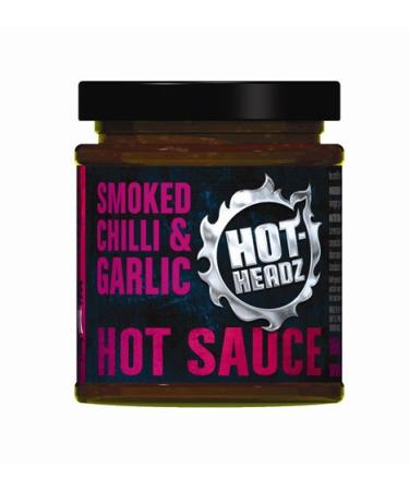 Hot-Headz! Smoked Chili & Garlic Hot Sauce. Habanero & Chipotle Chilli Jam With Smoked Garlic For Cheese Cold Meat Burger Taco Dressing Or Dips. Vegan & Great Gift For Hot Sauce Lovers! (185ml)