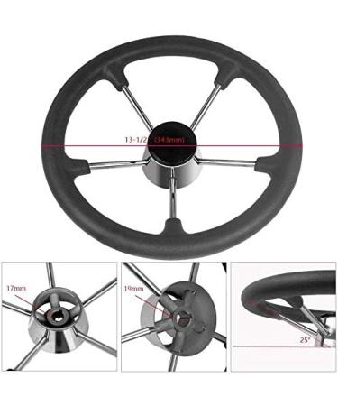 11 Boat Steering Wheel Stainless Steel 5 Poke 25 Destroyer Style Anti-Slip Black PU Foam - Ideal for Boats, Yachts, Pontoon Boats - Buy Online on GoSupps.com