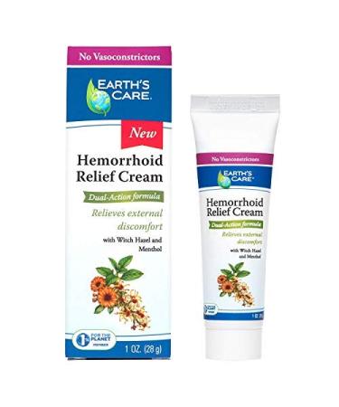 Earth's Care Hemorrhoid Relief Cream with Witch Hazel and Menthol 1 oz (28 g)