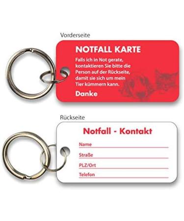 2 x High-Quality PVC Pet Emergency Cards Set - Red with Key Ring | Essential Safety for Pets | International Shipping - Buy Online on GoSupps.com