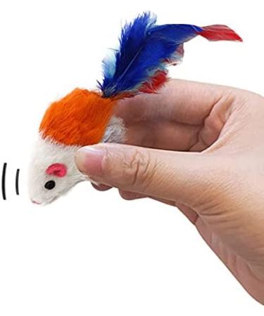 Furry Cat Toy Mice - 10 Pack | Interactive Pet Toys for Cats | Feather Tail Cat Catcher - Buy Online on GoSupps.com