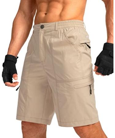 Viodia Men's Hiking Cargo Shorts with 6 Pockets Quick Dry Lightweight Stretch Shorts for Men Outdoor Fishing Golf Shorts X-Large Khaki