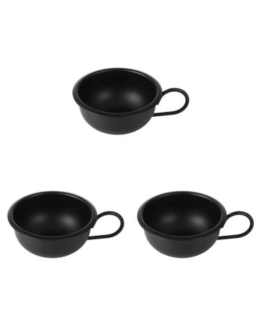 Frcolor 3-part cup for metal-soap with rust-free razor shop handle unbreakable barber alloy shave wet use practical bowl foam salon foam 9.2cmx3pcs Schwarzx3st