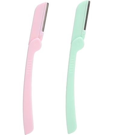 Syh & Aqye Manual Eyebrow Cutter - 2 Facial Razors for Men & Women | Lint-Free Shaving for Face Lips & Eyebrows (Pink & Green) - Buy Online on GoSupps.com