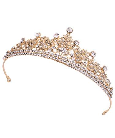 PSVOD Weeding Bridal Crown Rhinestone Wedding Tiara Gold Crown for Women for Birthday Party Beauty