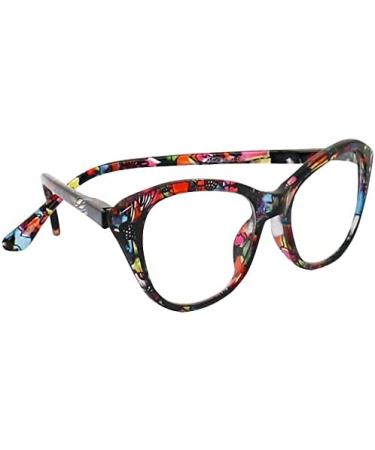 Mini Cat Eye Reading Glasses with Blue Light Filter - Anti-Flashing Floral Pattern 2.5 Diopters Free Case - Buy Online on GoSupps.com
