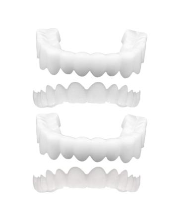 Pastoralist 2 Pairs Dentures Cosmetic Teeth Instant Veneers Temporary Teeth and Bottom Dentures, Fit Comfort