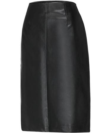 Sanahy Women's High Waisted Faux Leather Pencil Skirt with Split Detail - Black | Slim Fit Midi Hip Skirt | 5XL - Buy Online on GoSupps.com