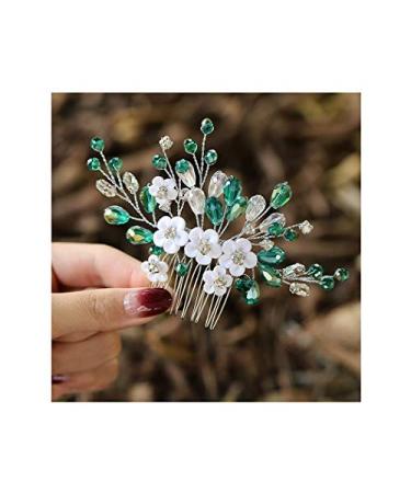 IYOU Princess Green Flower Pearl Hair Comb Bridal Wedding Headpiece Accessories for Girls and Women - Buy Online on GoSupps.com