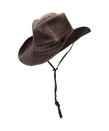 Dorfman Pacific Men's Outback Hat with Chin Cord Medium Brown