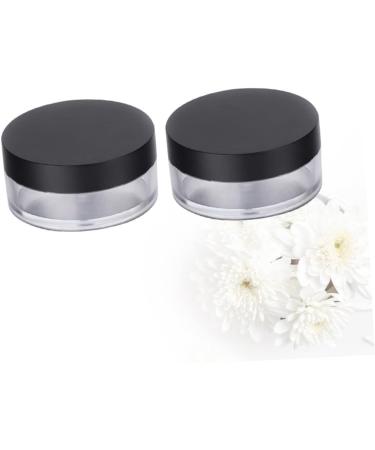 Housoutil Empty Powder Case 2pcs Makeup Powder Jar Makeup Powder Puffs Makeup Cosmetic Jars Powder Puff Holder Powder Box Round Black 6.5X6.5cm - Buy Online on GoSupps.com