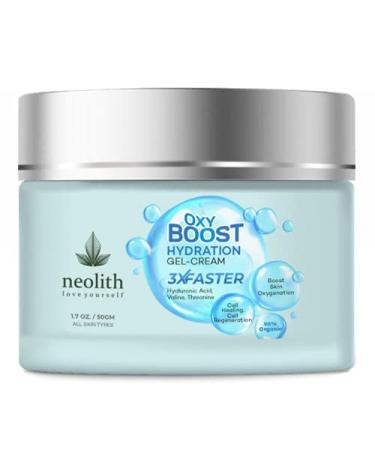 Neolith Oxy Boost Hyaluronic acid Hydration Gel Cream 98% Organic | Hydrating water gel based moisturizer for face | Cell Healing Cell regeneration Boost skin Oxygenation | 50 ML