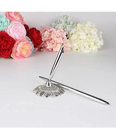 NAA Chris-Wang Guest Signing Pen with Hollow Out Sign in Pen Holder Stand Set for Wedding Bridal Party (Silver) - Buy Online on GoSupps.com