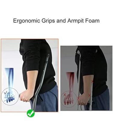 SilteD Folding Crutches Ergonomic Underarm Crutch Youth/Adult/Tall Adult Aluminum Crutches for Adults and Children with Heights 145-180cm - Buy Online on GoSupps.com