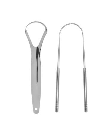 Tongue Scraper for Adults (2 pack) Scraper for Bad Breath Stainless Steel Tongue Cleaners 100% Metal Tongue Scraper Cleaner for Bad Breath Stainless Steel Tongue Scraper Scrapes Bad Breath Away