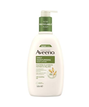 Aveeno Daily Moisturising Body Lotion With Soothing Oats & Rich Emollients Suitable For Sensitive Skin Nourishes and Protects Normal to Dry Skin Fragrance Free 500ml