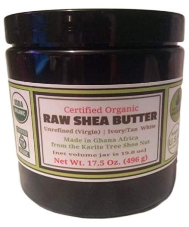 Certified ORGANIC RAW SHEA NUT BUTTER (African). HUGE 17.5 oz.Unrefined Natural Moisturizer. 17.5 Ounce (Pack of 1)