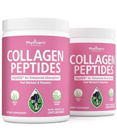 Collagen Peptides Powder - Enhanced Absorption - Supports Hair, Skin, Nails, Joints and Post Workout Recovery - Hydrolyzed Protein - Grass Fed, Non-GMO, Type I and III, Gluten-Free, Two-Pack 70 Servings (Pack of 2)