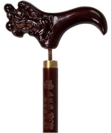 Wooden Walking Sticks Crutches Faucet Wooden Cane Comfortable Handle Handcrafted Anti- Slip Wood Carved Retro Walking Stick Cane for Men and Women Mobility Aid for Elderly Seniors & Handi