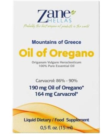 Zane Hellas 190mg Oregano Oil with 164mg Carvacrol - 100% Greek Undiluted Oil of Oregano - High Carvacrol Content - 0.5 fl. oz. (15ml) - Buy Online on GoSupps.com