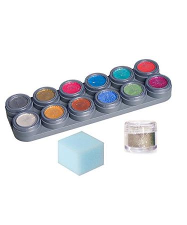 Grimas Pearl Water Make up Theater Make-up Children's Make-up 12 Colours Palette Sponge Glitter Set