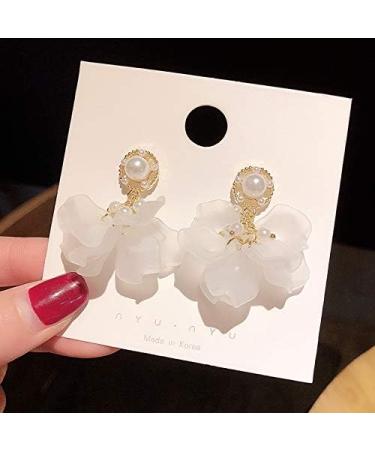 Fashion Earrings Flower Drop Earrings Ladies Fashion White Acrylic Pendant Earrings Christmas Party Banquet Earrings Jewelry Dainty Earrings Fashion Accessories - Buy Online on GoSupps.com
