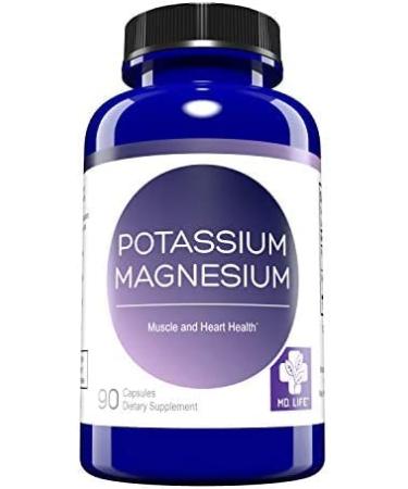 MD. Life Magnesium Potassium Supplement - 90 Capsules - High Absorption Magnesium Complex - Magnesium Supplement to Support Vascular Health & Leg Cramps 90 Count (Pack of 1)