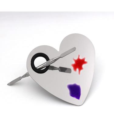 Heart Shaped Makeup Palette Stainless Steel Nail-art Cosmetic Artist Mixing Palette with a Spatula Tool