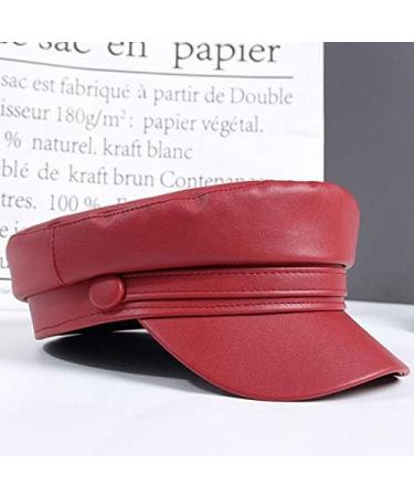 Danse Jupe Women's PU Leather Greek Fisherman Sailor Fiddler Hat Cap Beret - Red - Buy Online on GoSupps.com