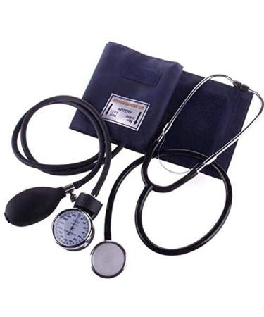 Multibao Manual Arm Blood Pressure Monitor with Dual Head Stethoscope Aneroid Sphygmomanometer Blood Pressure Gauge Cuff Bag for Emergency Service Doctor Consultation Blue Black