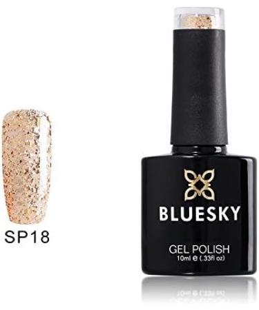 Bluesky GOLD GLITTER SP18 Superstar Clear with Gold Gel and Stars Nail Gel Polish UV LED Soak Off 10ml - Buy Online on GoSupps.com