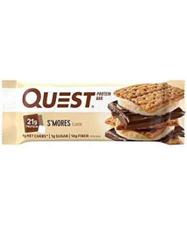 Quest Nutrition Protein Bar S'Mores - 24 Count, Low Carb Meal Replacement with 20g Protein, High Fiber, Gluten-Free - Buy Online on GoSupps.com