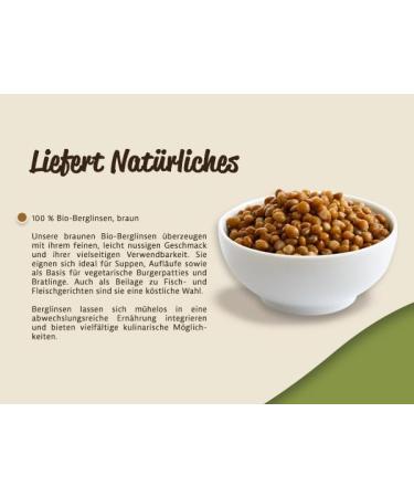  mynatura Mynatura Organic Brown Mountain Lentils | Lentils | Fruits and Vegetables | Natural Product | Plant-Based | Untreated | Egg White | Bag (3000 g) - Buy Online on GoSupps.com