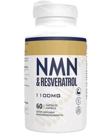 NMN+Resveratrol 60 Capsules Powerful Antioxidant Supplement for Vascular & Anti-Aging Enriched with Black Pepper Extract for Optimal Absorption (Pack of 2) (60 Count (1 Bottle))