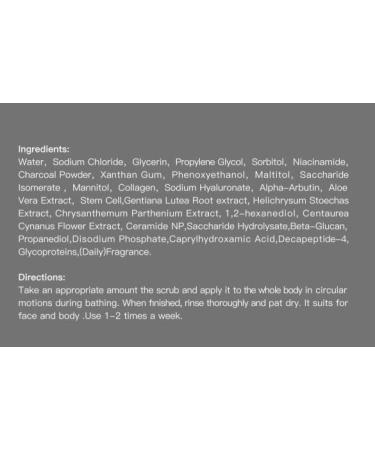 Rejuvenating Exfoliating Activated Charcoal Body Scrub with Collagen and Stem Cell Infused 10 fl oz Deep Cleanse Exfoliate Tone Moisturize - Buy Online on GoSupps.com