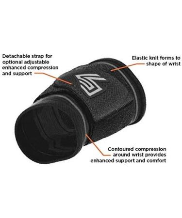 Shock Doctor Compression Knit Wrist Sleeve X-Large - Black/Grey with Strap - Buy Online on GoSupps.com