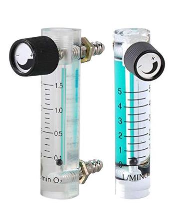 Jalzdieod 2 Pcs Oxygen Flow Meter Flowmeter with Control Valve for Oxygen Air Gas 0.1-1.5LPM 1.5L & 0.1-5LPM 1L