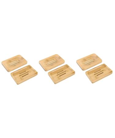 Ciieeo 6 Pcs Wooden Soap Dish Soap Placing Rack Quick Drying Soap Dish Soap Stand Bath Soap Holder Bathroom Soap Accessories Soap Drainage Holder Rectangular Soap Case Bamboo Drainer