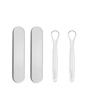 Terrysun 2 Pcs Steel Tongue Scraper with Separate Storage Box  Stainless Steel Tongue Cleaners  Professional Reduce Bad Breath Metal Tongue Scrapers  Help Your Oral Hygiene  Keep Your Breath Fresh
