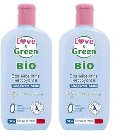 Love & Green - Eau Micellaire Nettoyante Bio 0% 500 ml - Fabriqu en France - Le packaging peut varier (Lot de 2)