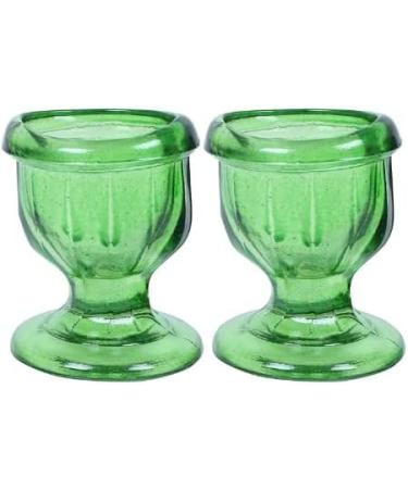 Glass Eye Wash Cup for Keep Your Eyes Clean and Healthy | Soothing Relief from Allergens Irritants Makeup Dust Dry Eyes | Eye Shaped Rim Snug Fit Set of 2 (Light Green)