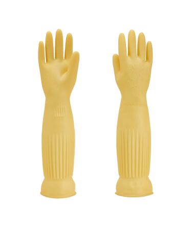 MIN-XL Cleaning Glove Waterproof and Oil-resistance Suitable for kitchen Cleaning Clothes Washing Household Cleaning Dishwashing Car Wash Indoor and Outdoor Cleaning Pet Care Use etc(45CM) yellow-45CM-S
