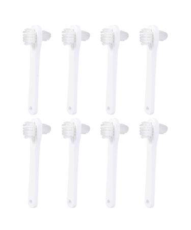 Gatuida 8 pieces prosthesis cleaning brush double-sided toothbrushes with a short handle prosthesis cleaner retainer brush deep cleaning care prosthesis care tools white