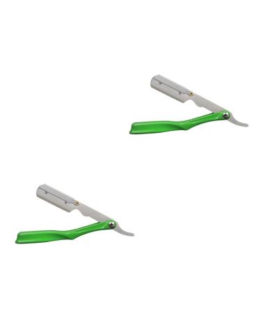 Fomiyes 2 pieces of men's no steel men's shaver practical eyebrows at home. Traditional razor holder vintage-beard manual household blade foldable as shown