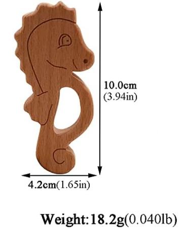 Wendysun 5pcs Cartoon Wood Teether - Natural Animal Hippocampus Shape Baby Teething Toy - Buy Online on GoSupps.com