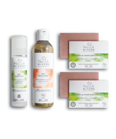 Anti-Acne Routine with Snail Slime - Purifying gel - Micellar water - Grapefruit soap